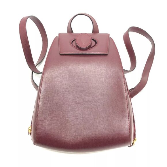CARTIER Must de Line Backpack Handbag Bag wine-red/GoldHardware - Picture 1 of 16
